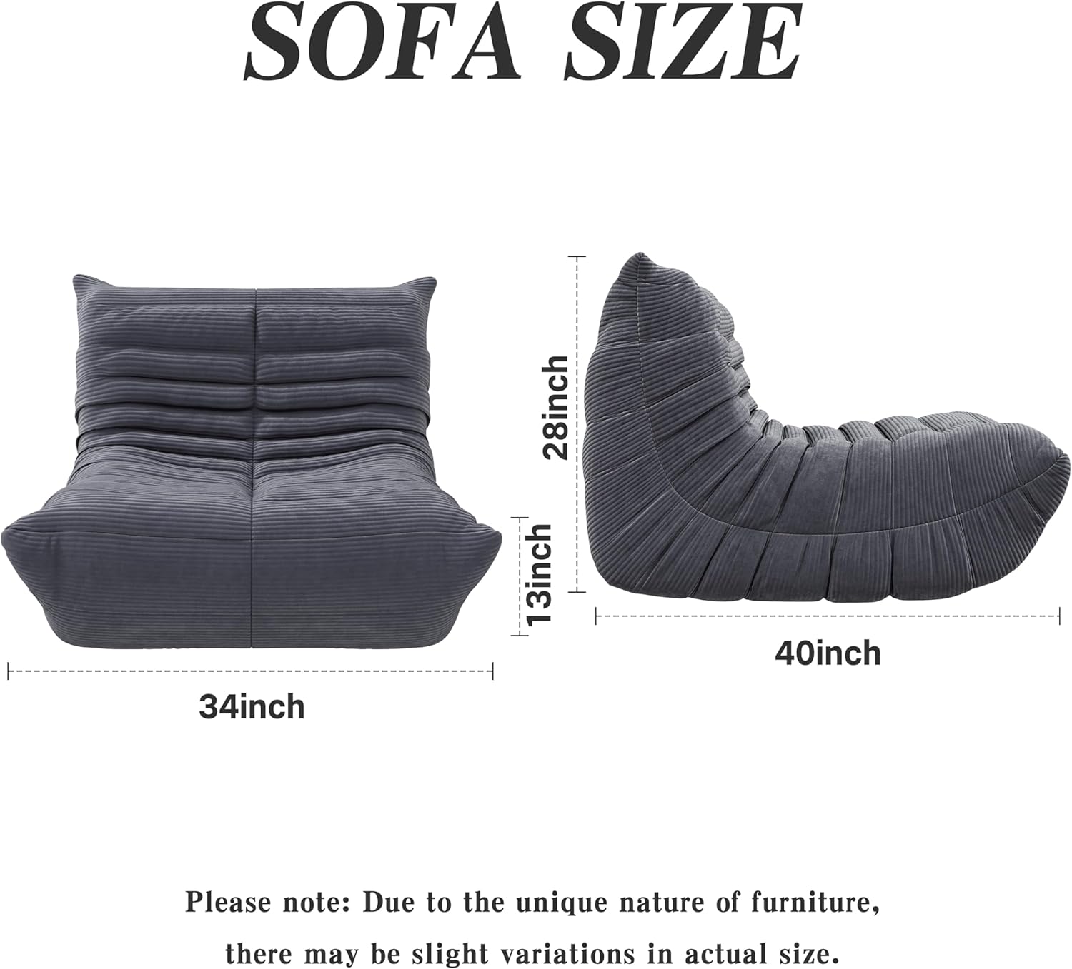 Ergonomically designed small sofa, lazy floor sofa for adults and kids.