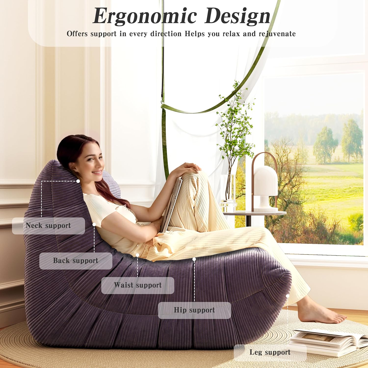 Ergonomically designed small sofa, lazy floor sofa for adults and kids.