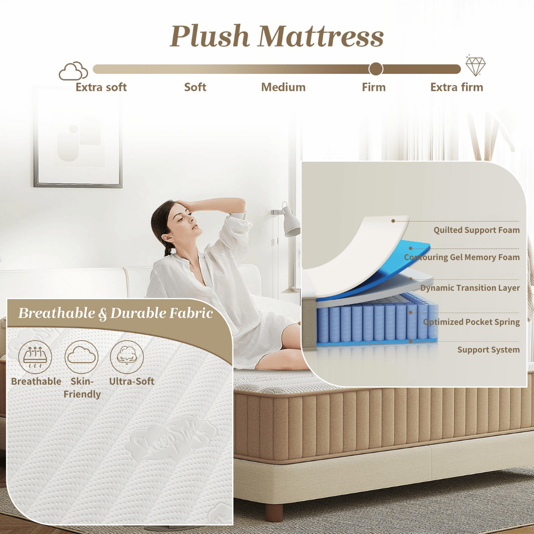 Experience a restful night with this plush mattress, featuring breathable, skin-friendly fabric and ultra-soft comfort.