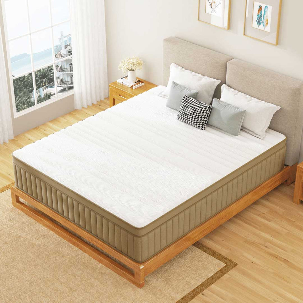 Earth Tone Khaki 14 Inch Natural Organic Hybrid Mattress -2