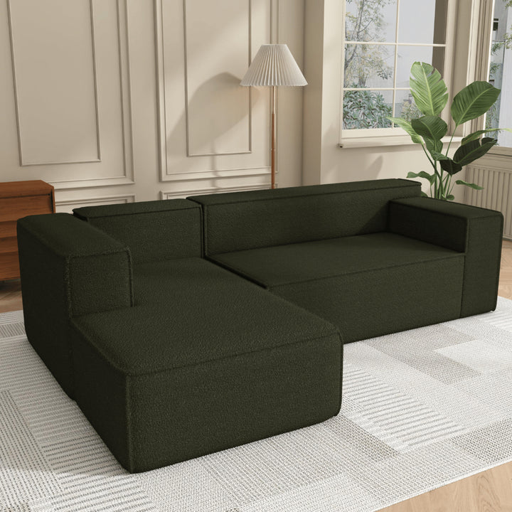 Modular L-Shaped Sectional Sleeper Sofa, No Assembly, 7-Seater