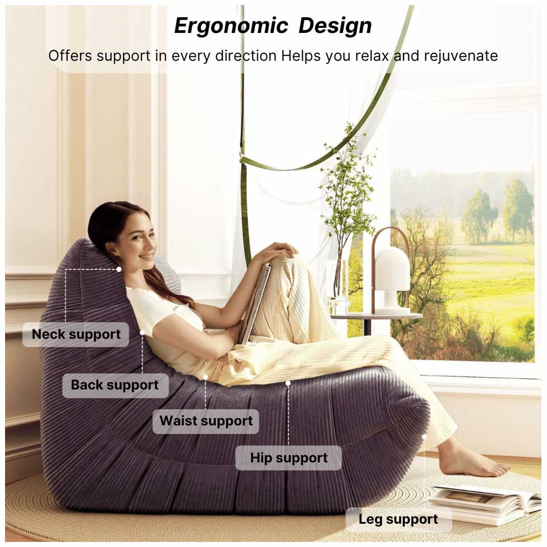 The hand-stitched design adds texture while providing full-body support, including neck, back, waist, and leg support.