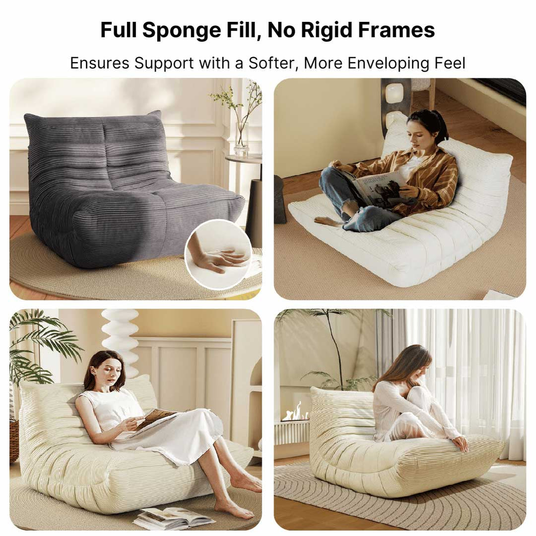 Ergonomic - Its high-density sponge offers lasting support, while the soft, breathable corduroy fabric is gentle on the skin.
