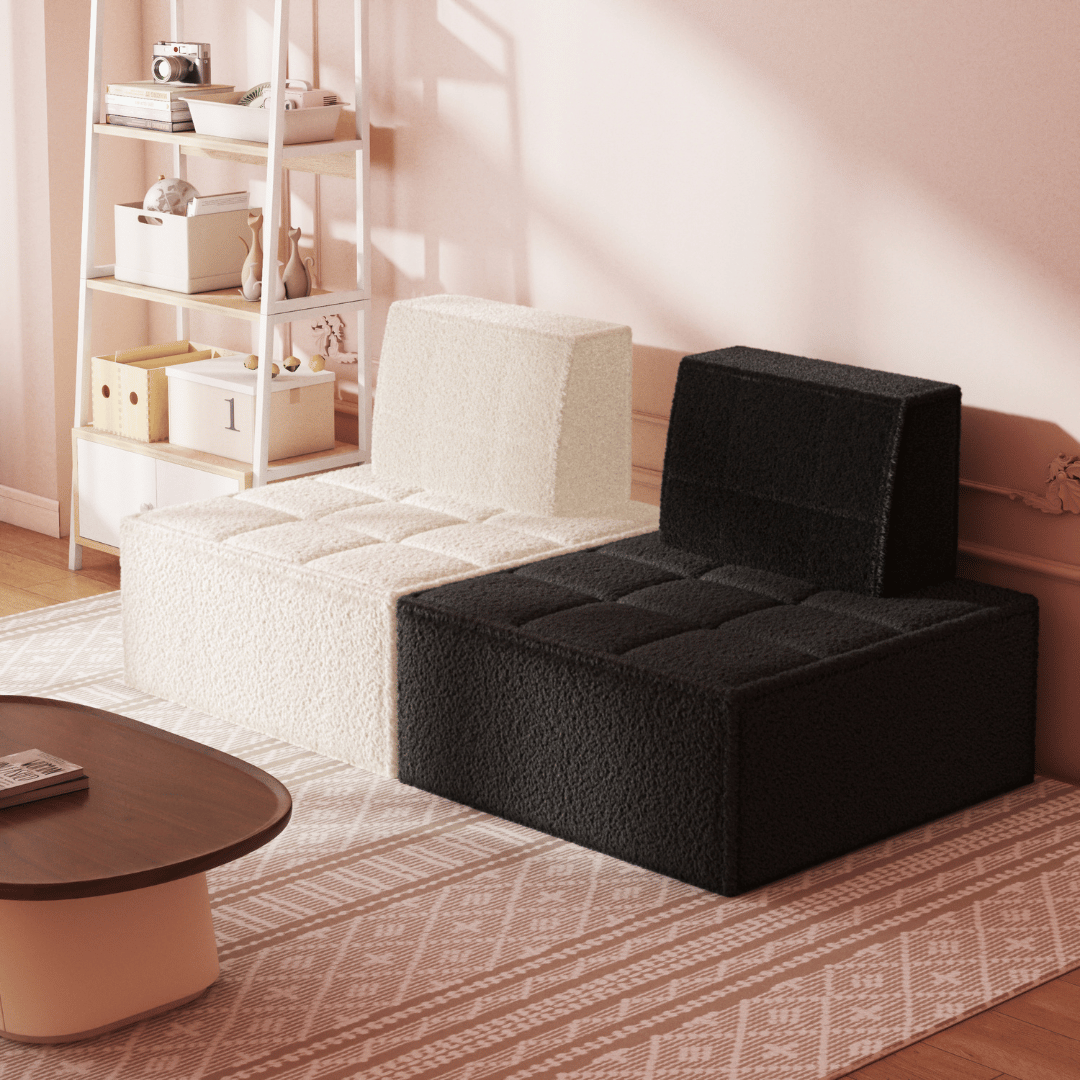 Cozy Sherpa Accent Chair, Modular Design, Space-Saving, Adjustable Backrest