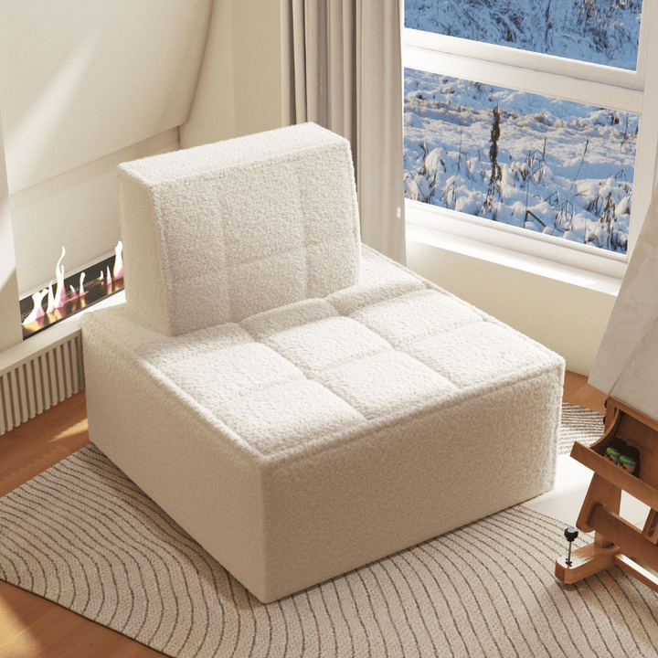 Cozy Sherpa Accent Chair, Modular Design, Space-Saving, Adjustable Backrest