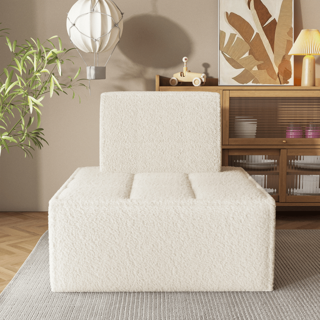 Cozy Sherpa Accent Chair, Modular Design, Space-Saving, Adjustable Backrest