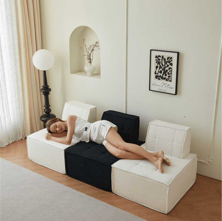 Cozy Sherpa Accent Chair, Modular Design, Space-Saving, Adjustable Backrest -6