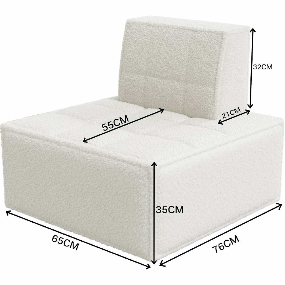 Cozy Sherpa Accent Chair, Modular Design, Space-Saving, Adjustable Backrest -7