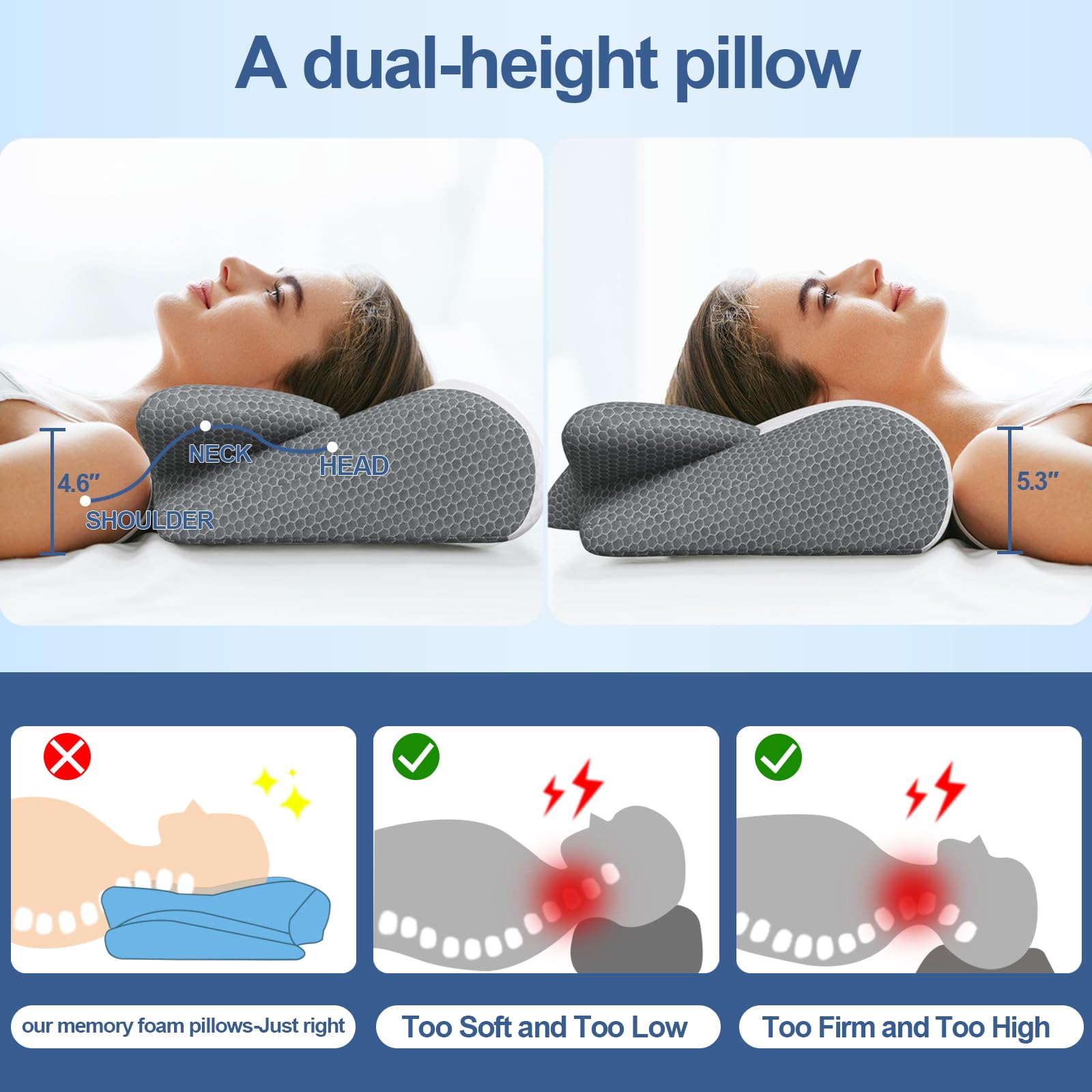 SWBVS Cervical Pillow - Ergonomic memory foam pillow for neck and shoulder pain relief.