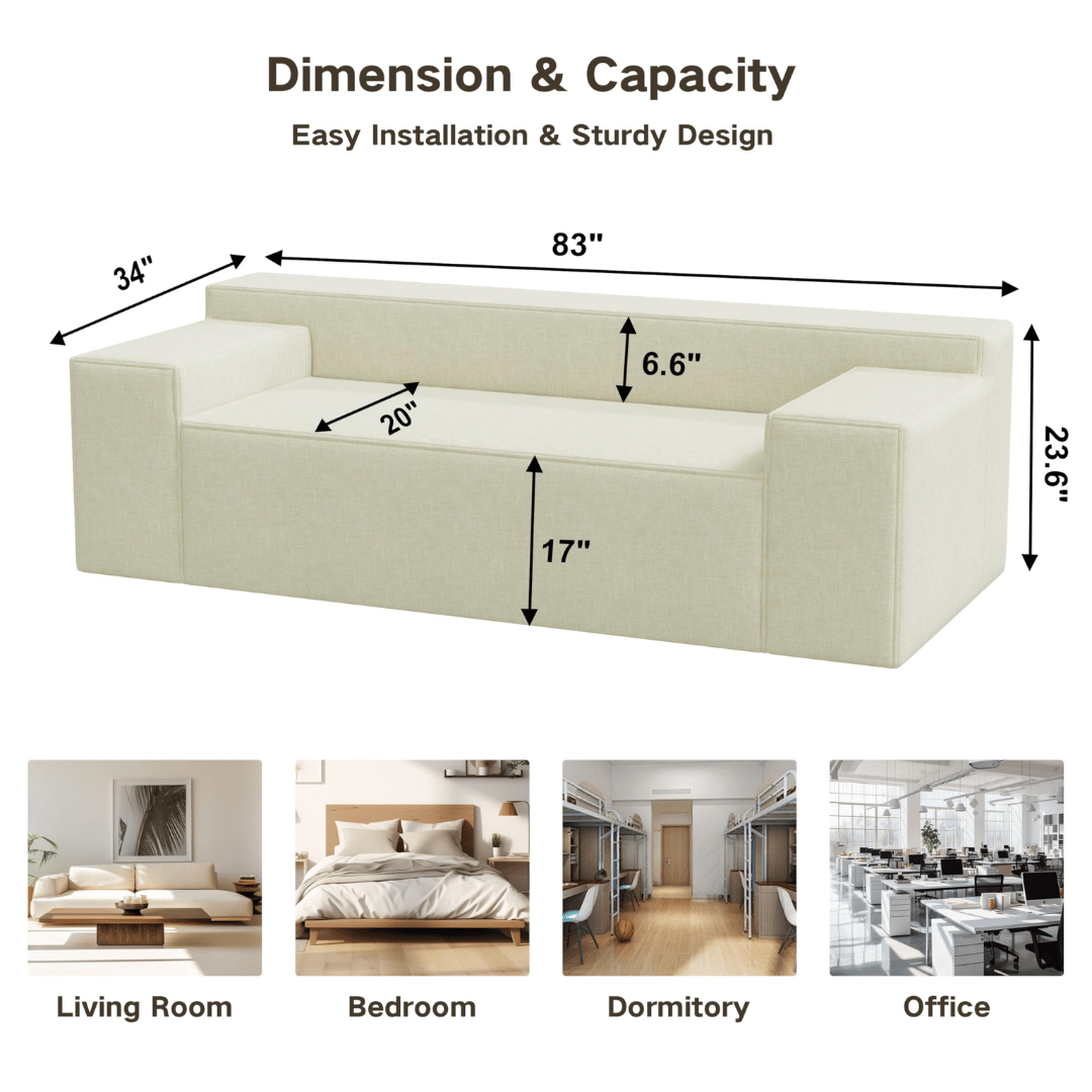 Stylish Hybrid Sofa-in-a-Box, No Assembly, Sleeper Sofa with Pillows