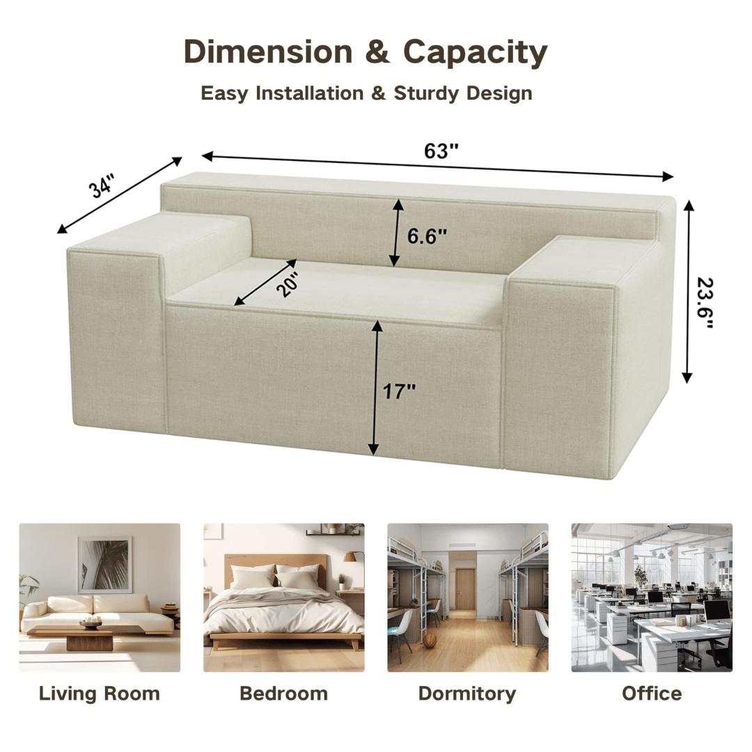 Stylish Hybrid Sofa-in-a-Box, No Assembly, Sleeper Sofa with Pillows