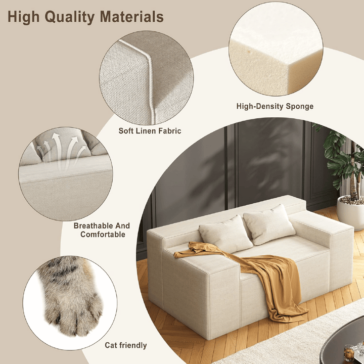 Stylish Hybrid Sofa-in-a-Box, No Assembly, Sleeper Sofa with Pillows