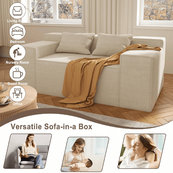 Stylish Hybrid Sofa-in-a-Box, No Assembly, Sleeper Sofa with Pillows