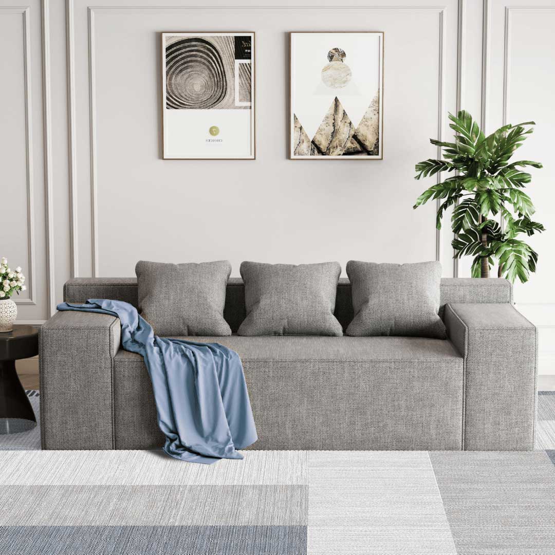 Stylish Hybrid Sofa-in-a-Box, No Assembly, Sleeper Sofa with Pillows -1