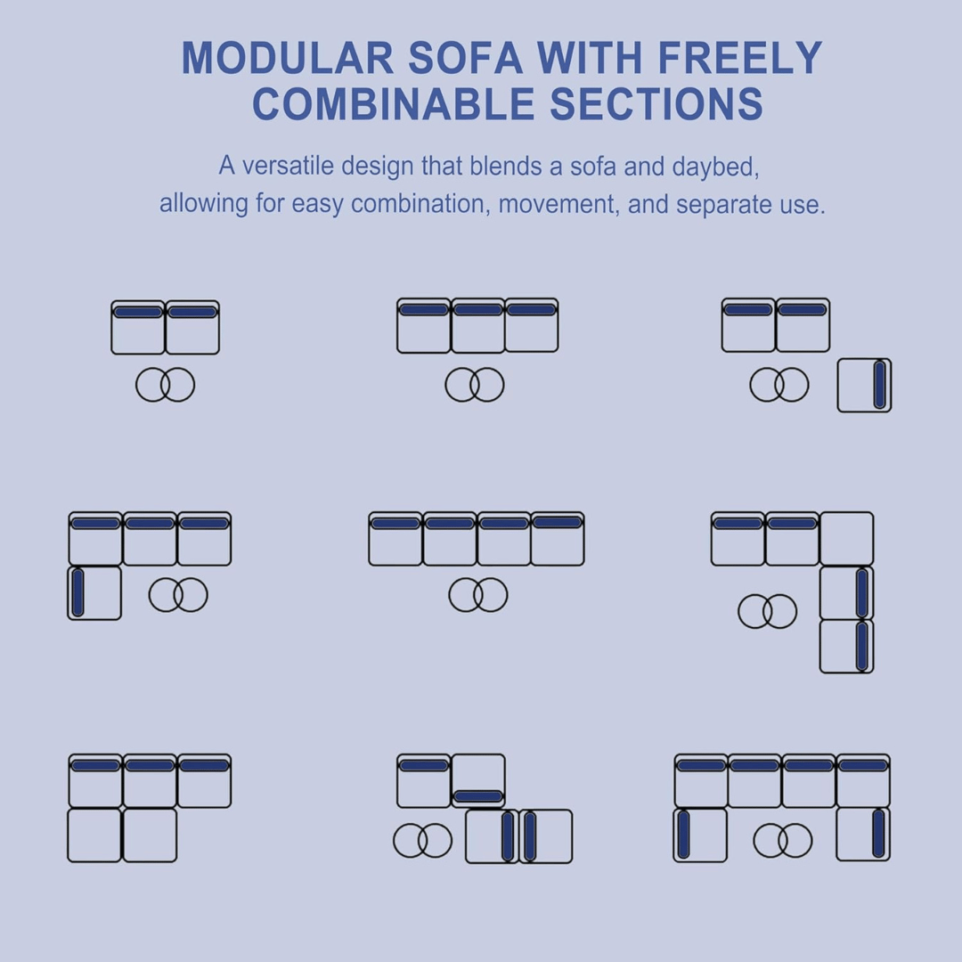 Cozy 35" Modular Sofa, Breathable Corduroy, Adjustable Backrest