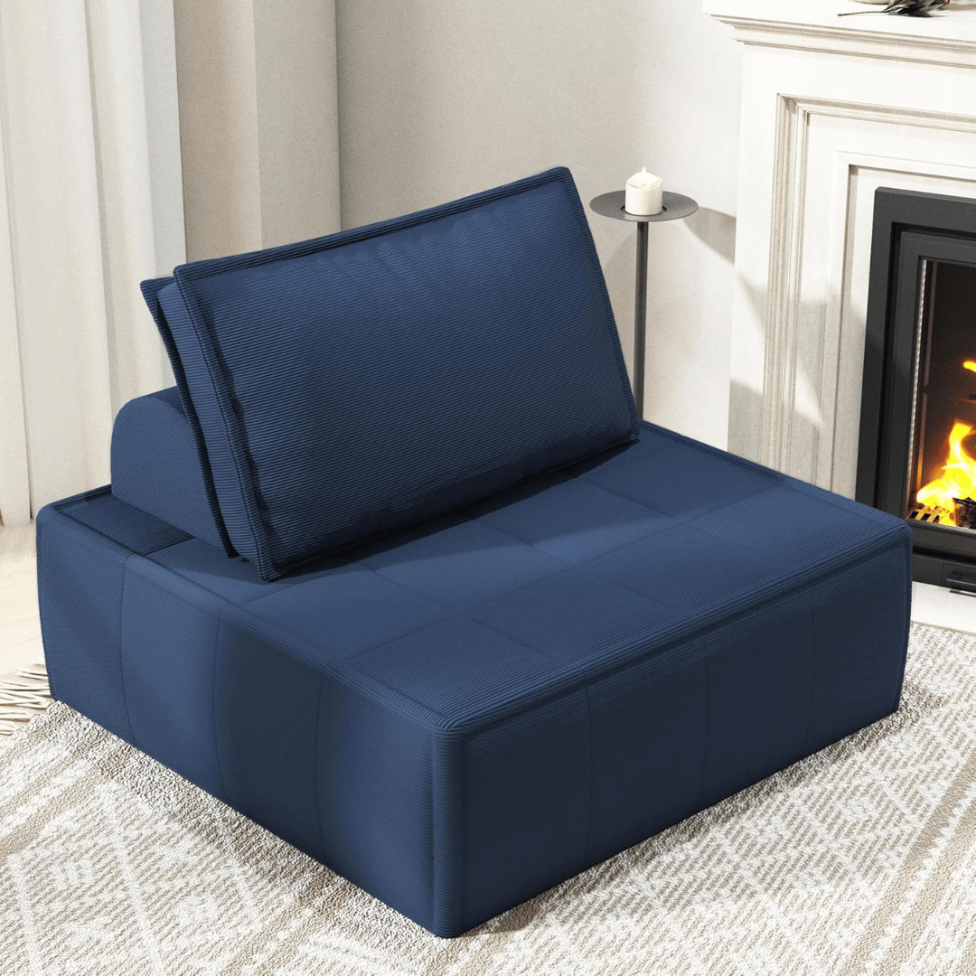 Cozy 35" Modular Sofa, Breathable Corduroy, Adjustable Backrest