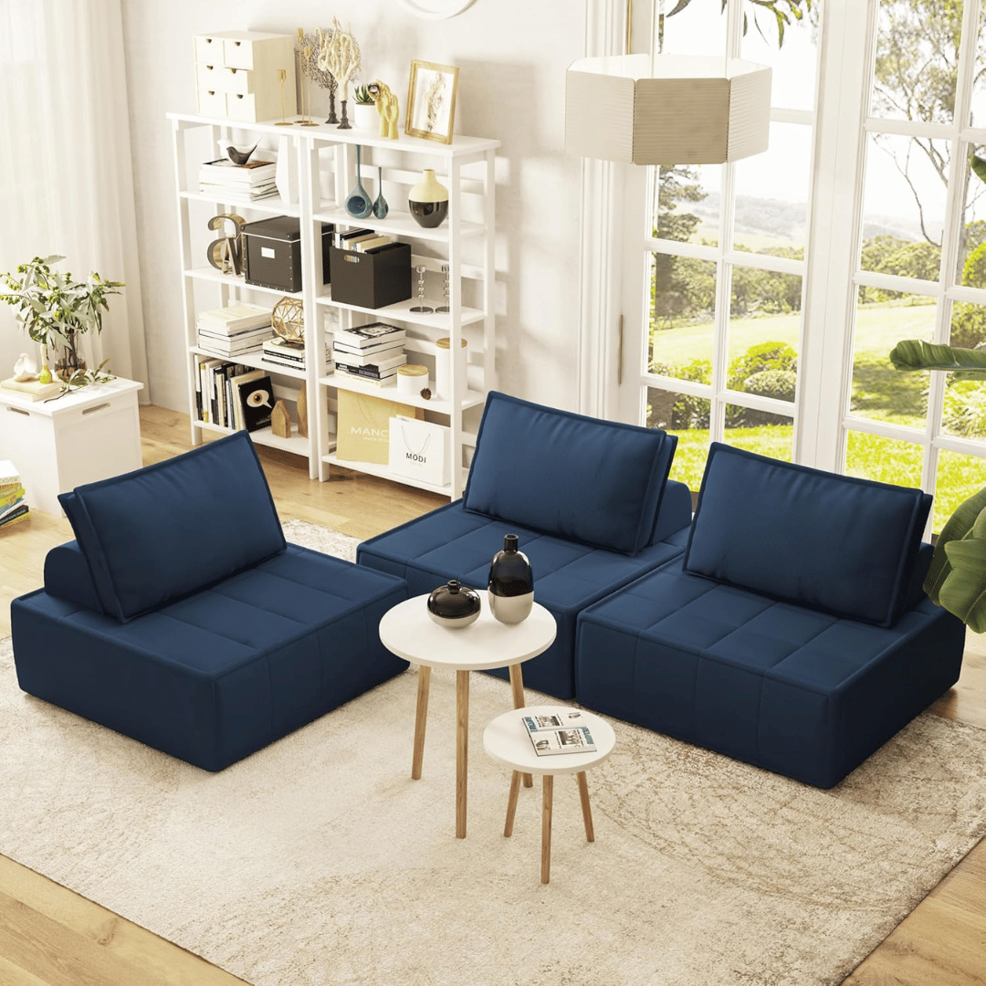 Cozy 35" Modular Sofa, Breathable Corduroy, Adjustable Backrest