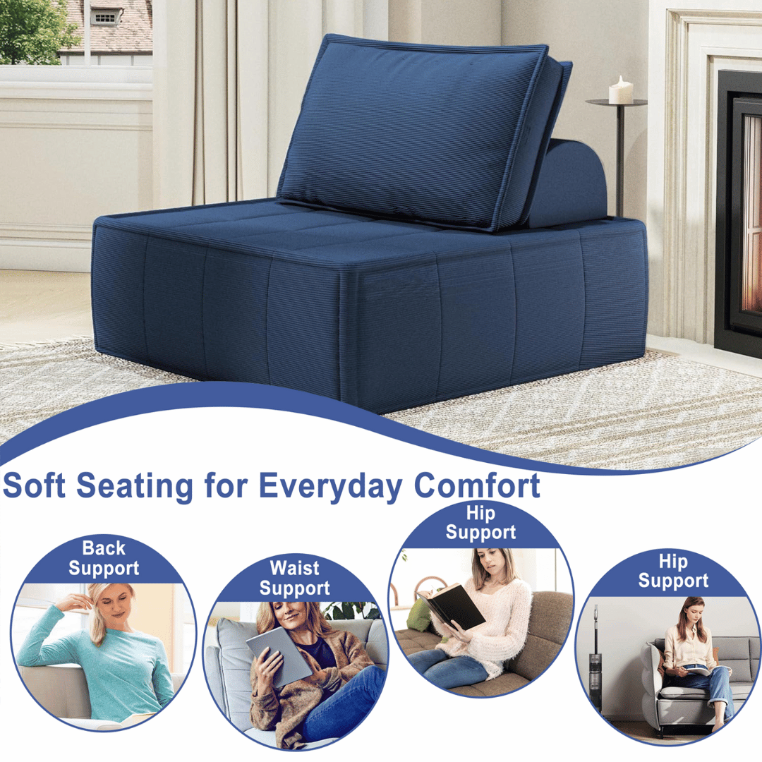 This 35" modular sofa offers customizable back support with its adjustable backrest. 