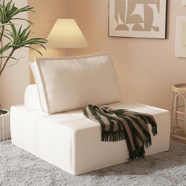 Cozy 35" Modular Sofa, Breathable Corduroy, Adjustable Backrest