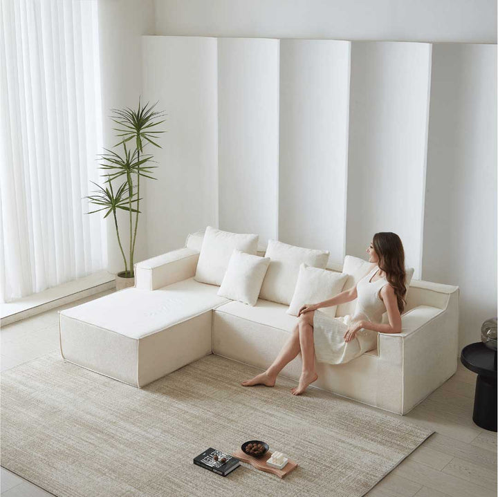 L shape sleeper couch sofa - white3