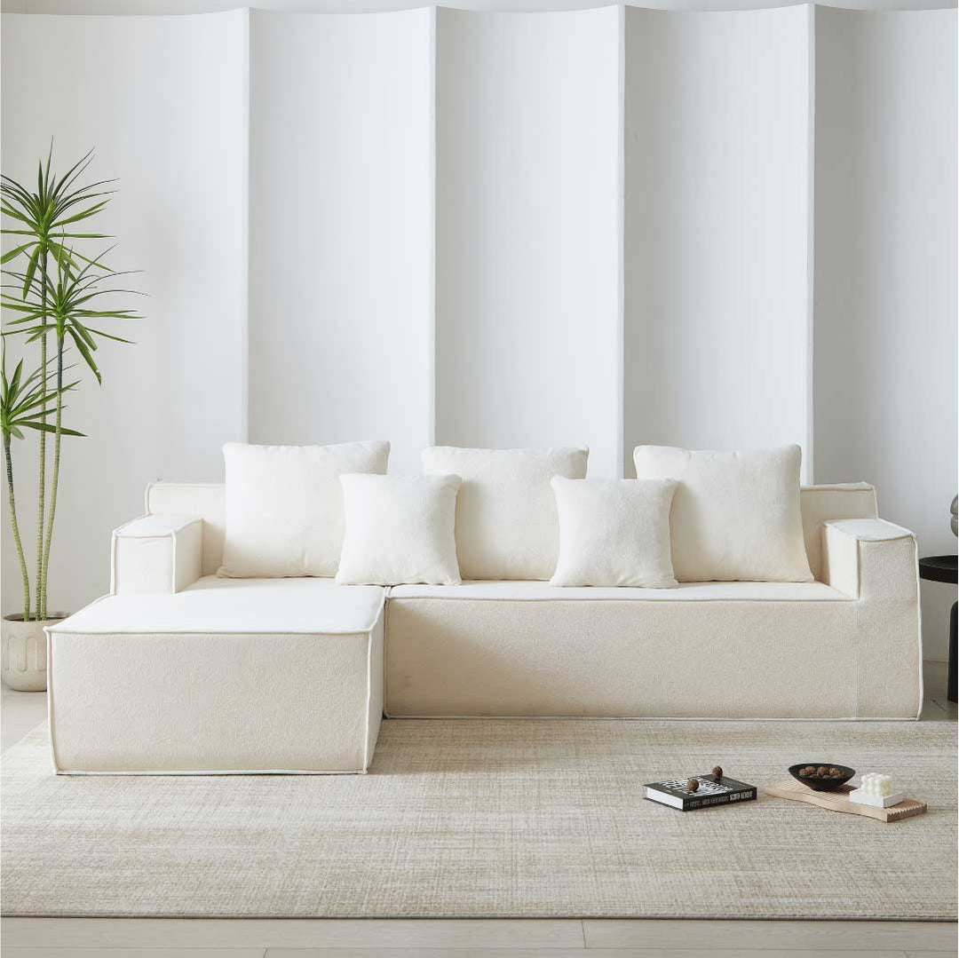 L shape sleeper couch sofa - white4