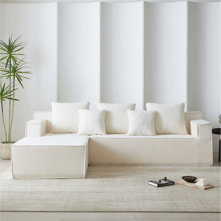 L shape sleeper couch sofa - white4