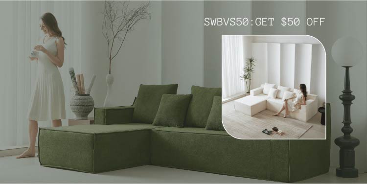 No assembly L-shape sleeper couch sofa with high density memory foam.